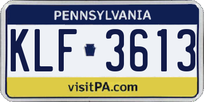 PA license plate KLF3613