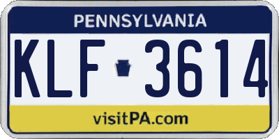 PA license plate KLF3614