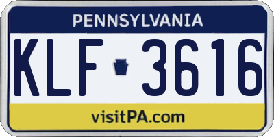 PA license plate KLF3616