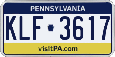 PA license plate KLF3617