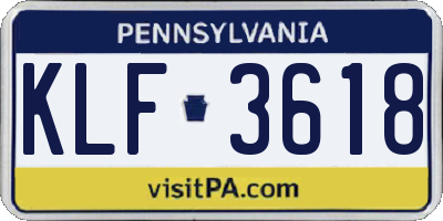 PA license plate KLF3618