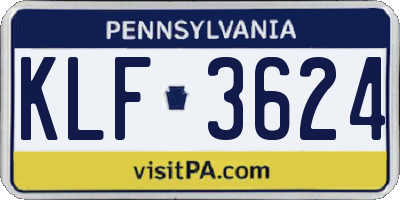 PA license plate KLF3624