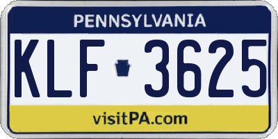 PA license plate KLF3625