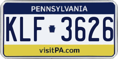 PA license plate KLF3626