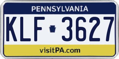 PA license plate KLF3627