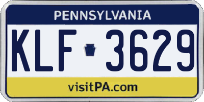 PA license plate KLF3629