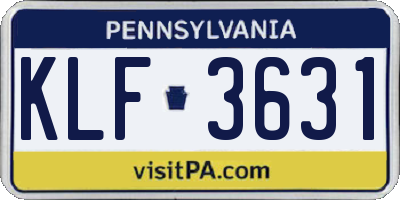 PA license plate KLF3631