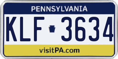 PA license plate KLF3634