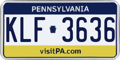 PA license plate KLF3636