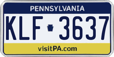 PA license plate KLF3637