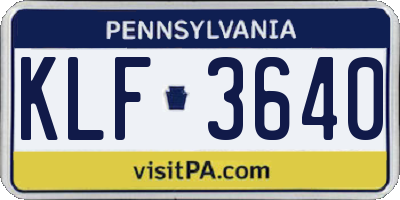 PA license plate KLF3640