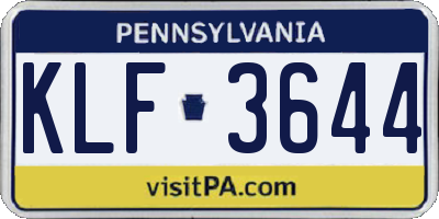 PA license plate KLF3644