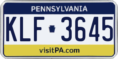 PA license plate KLF3645