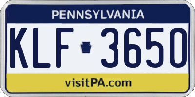 PA license plate KLF3650