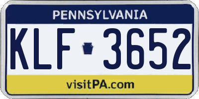 PA license plate KLF3652