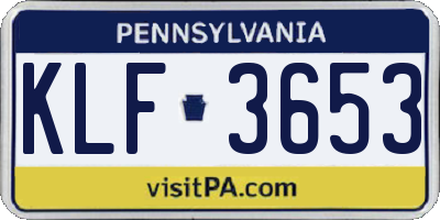 PA license plate KLF3653