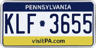 PA license plate KLF3655