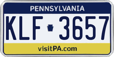 PA license plate KLF3657