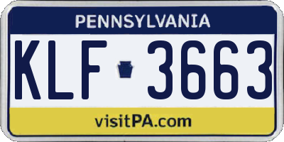 PA license plate KLF3663