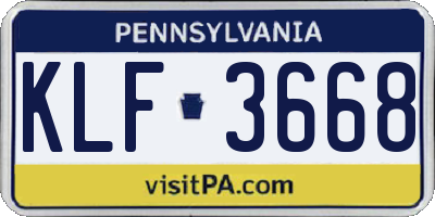 PA license plate KLF3668