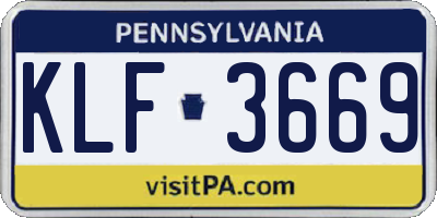 PA license plate KLF3669