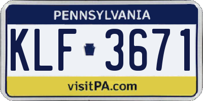 PA license plate KLF3671