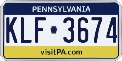 PA license plate KLF3674