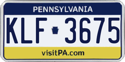 PA license plate KLF3675