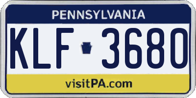PA license plate KLF3680