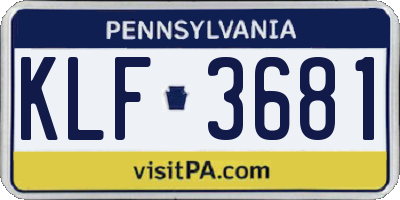 PA license plate KLF3681