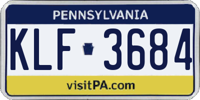 PA license plate KLF3684