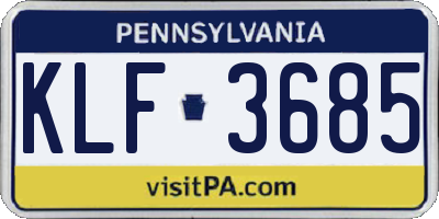 PA license plate KLF3685