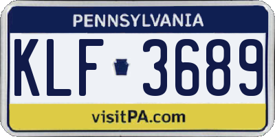 PA license plate KLF3689
