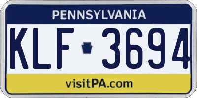 PA license plate KLF3694