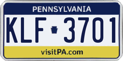 PA license plate KLF3701