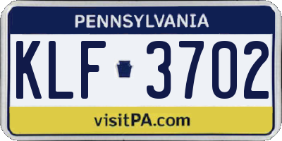 PA license plate KLF3702