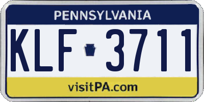 PA license plate KLF3711