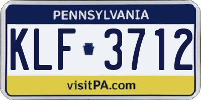 PA license plate KLF3712