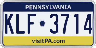PA license plate KLF3714