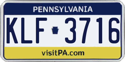 PA license plate KLF3716
