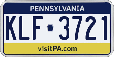 PA license plate KLF3721