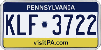 PA license plate KLF3722