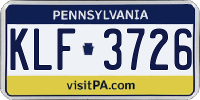 PA license plate KLF3726