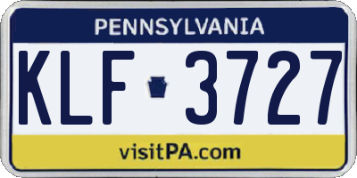 PA license plate KLF3727