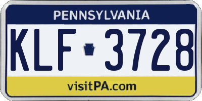 PA license plate KLF3728