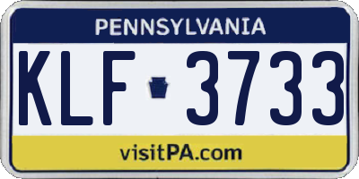 PA license plate KLF3733