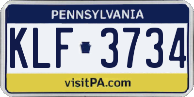 PA license plate KLF3734