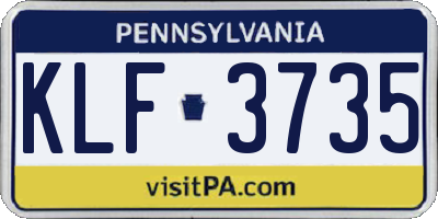 PA license plate KLF3735
