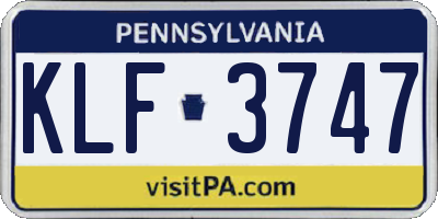 PA license plate KLF3747