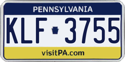 PA license plate KLF3755